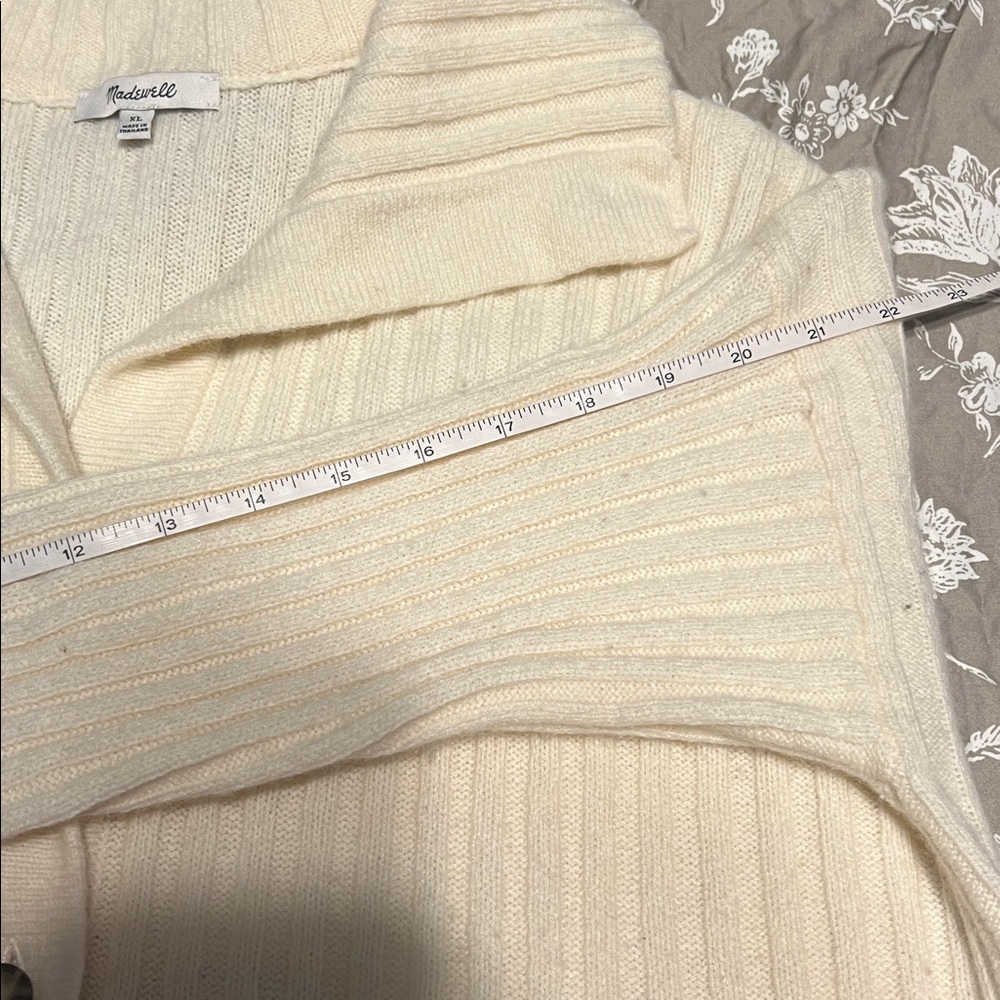 Madewell cream ribbed cardigan with fold over collar. Sz. XL good cond. - Picture 10 of 10